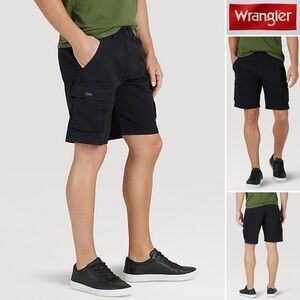 Wrangle Cargo Shorts 10” Tech Pocket Men 34 Relaxed Fit  Reg Black 100% …